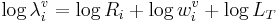 \, \log{\lambda_i^v} = \log{R_i} +\log{w_i^v}+ \log{L_T} \!