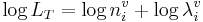 \, \log{L_T}= \log{n_i^v} +\log{\lambda_i^v} \!